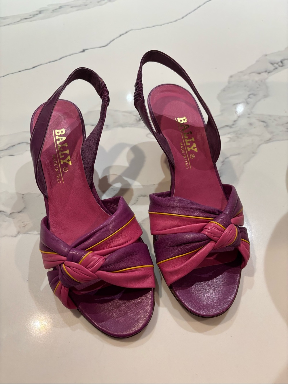 Vintage Bally Made in Italy Leather Pink Purple Sandals Size 5.5